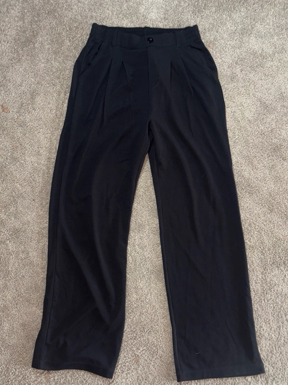 Black High-Waisted Pleated Trousers
